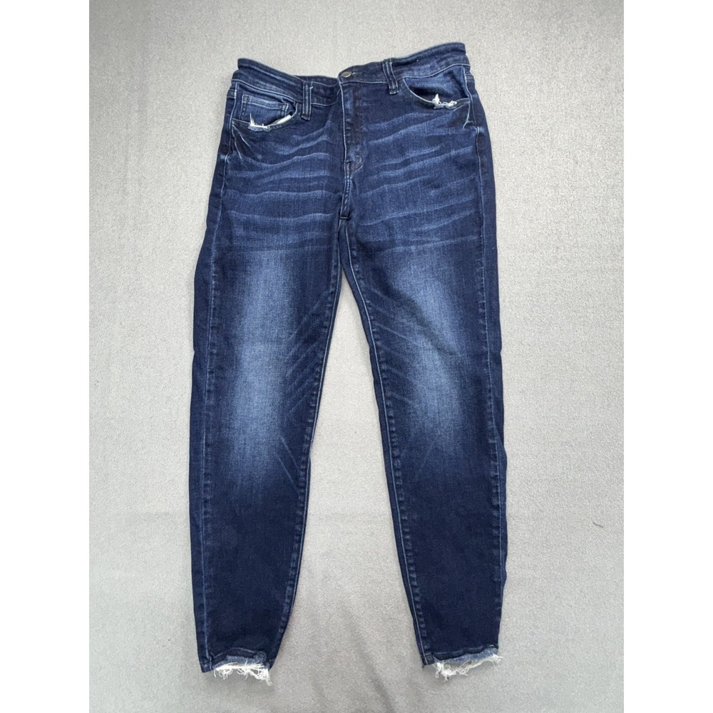 KanCan Maurices Womens Distressed Jeans Size 30 Slim Fit Raw Hem VBK1575A Blue